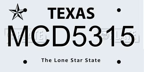 MCD5315 Texas License Plate