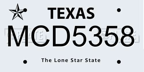 MCD5358 Texas License Plate