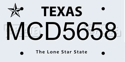 MCD5658 Texas License Plate