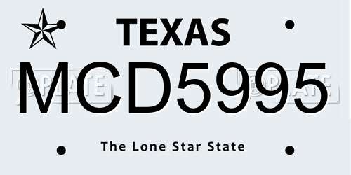 MCD5995 Texas License Plate