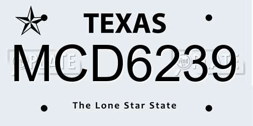 MCD6239 Texas License Plate