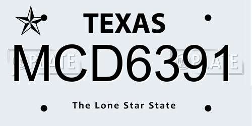 MCD6391 Texas License Plate