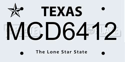 MCD6412 Texas License Plate