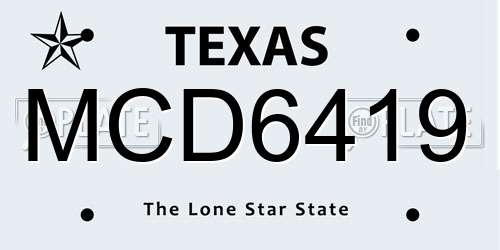 MCD6419 Texas License Plate
