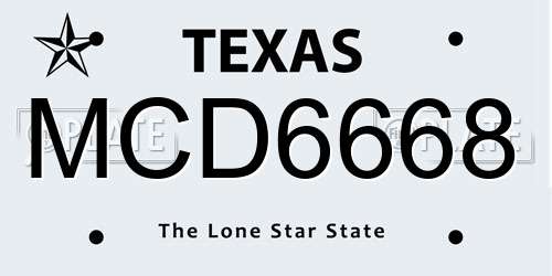 MCD6668 Texas License Plate