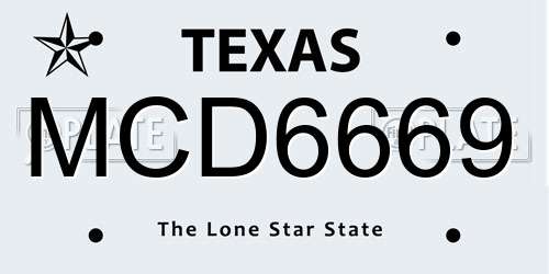 MCD6669 Texas License Plate