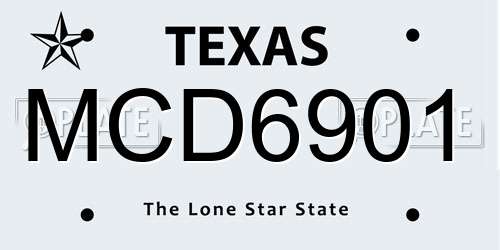 MCD6901 Texas License Plate