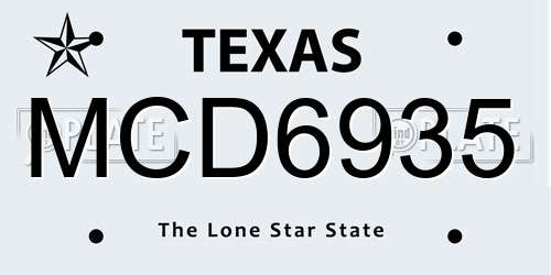 MCD6935 Texas License Plate