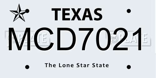 MCD7021 Texas License Plate