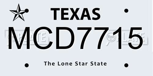 MCD7715 Texas License Plate