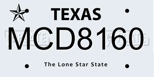 MCD8160 Texas License Plate