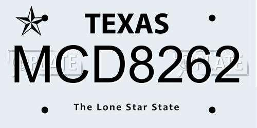 MCD8262 Texas License Plate
