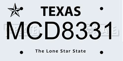 MCD8331 Texas License Plate