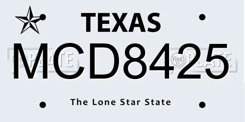 MCD8425 Texas License Plate