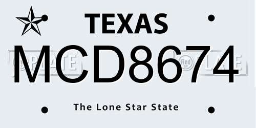MCD8674 Texas License Plate