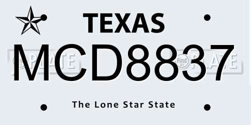 MCD8837 Texas License Plate