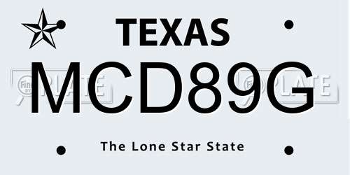 MCD89G Texas License Plate