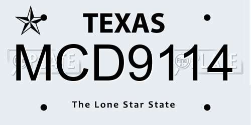 MCD9114 Texas License Plate