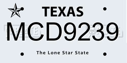 MCD9239 Texas License Plate