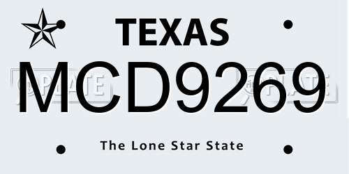 MCD9269 Texas License Plate