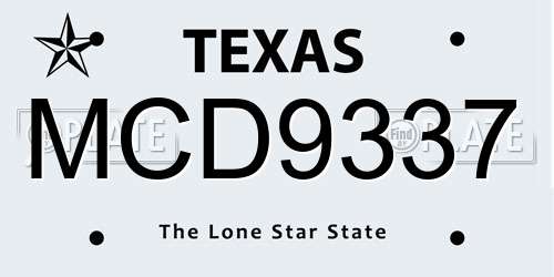 MCD9337 Texas License Plate
