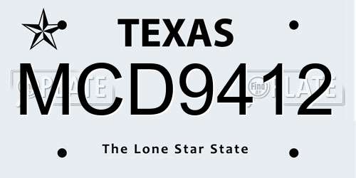 MCD9412 Texas License Plate