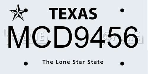 MCD9456 Texas License Plate
