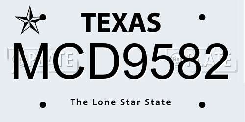 MCD9582 Texas License Plate