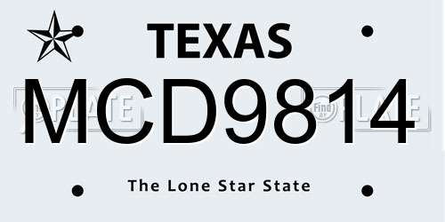 MCD9814 Texas License Plate