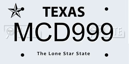 MCD999 Texas License Plate