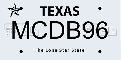 MCDB96 Texas License Plate