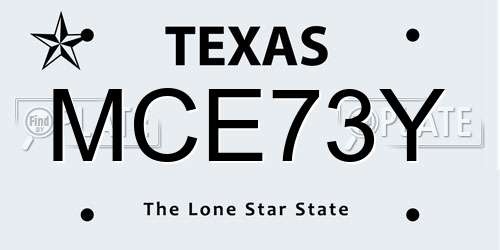 MCE73Y Texas License Plate