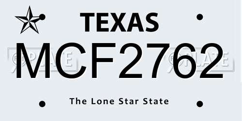 MCF2762 Texas License Plate