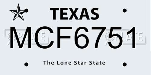 MCF6751 Texas License Plate