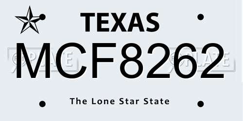 MCF8262 Texas License Plate