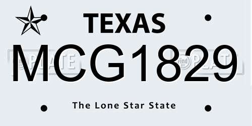 MCG1829 Texas License Plate