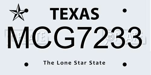 MCG7233 Texas License Plate