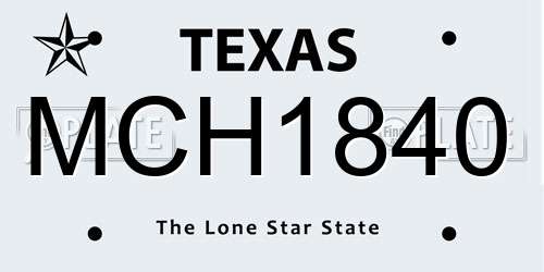 MCH1840 Texas License Plate
