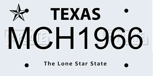 MCH1966 Texas License Plate