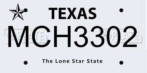 MCH3302 Texas License Plate