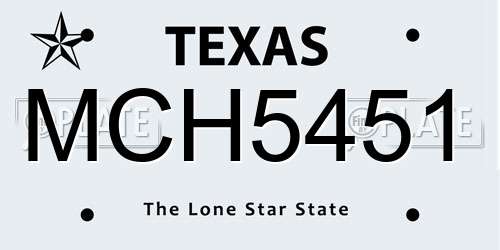 MCH5451 Texas License Plate