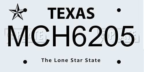 MCH6205 Texas License Plate