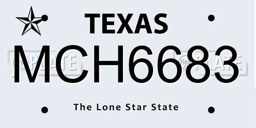 MCH6683 Texas License Plate