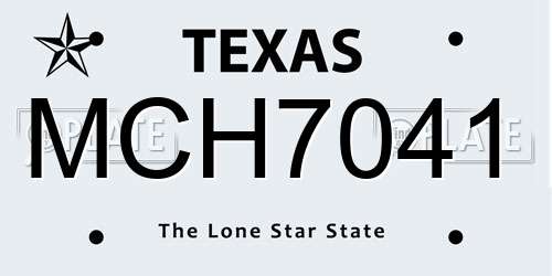 MCH7041 Texas License Plate