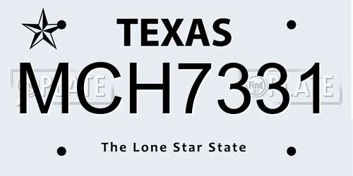 MCH7331 Texas License Plate