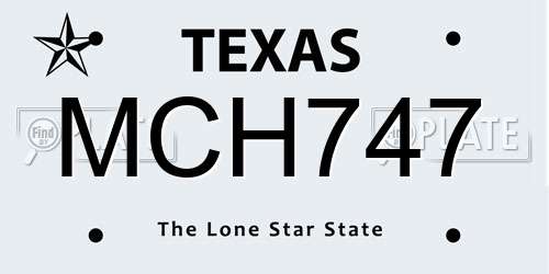 MCH747 Texas License Plate