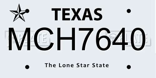 MCH7640 Texas License Plate