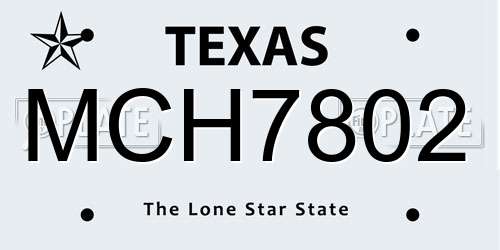 MCH7802 Texas License Plate