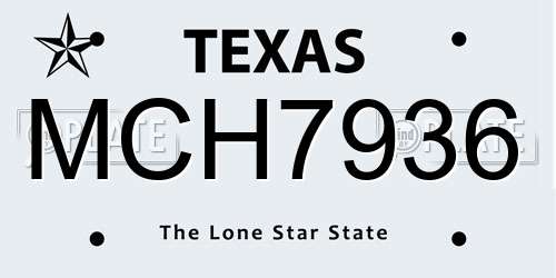 MCH7936 Texas License Plate