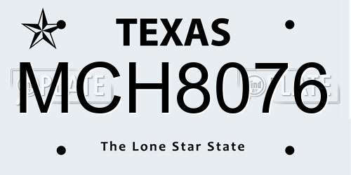 MCH8076 Texas License Plate